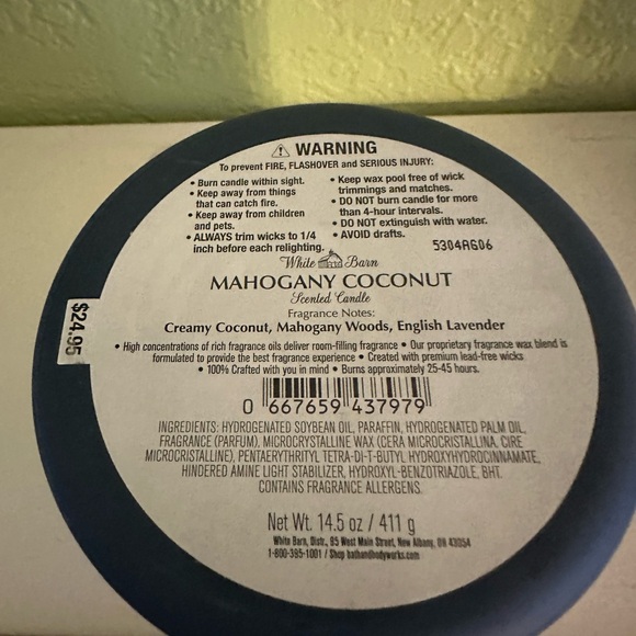 White Barn Mahogany Coconut Candle in Navy and White - Picture 5 of 5